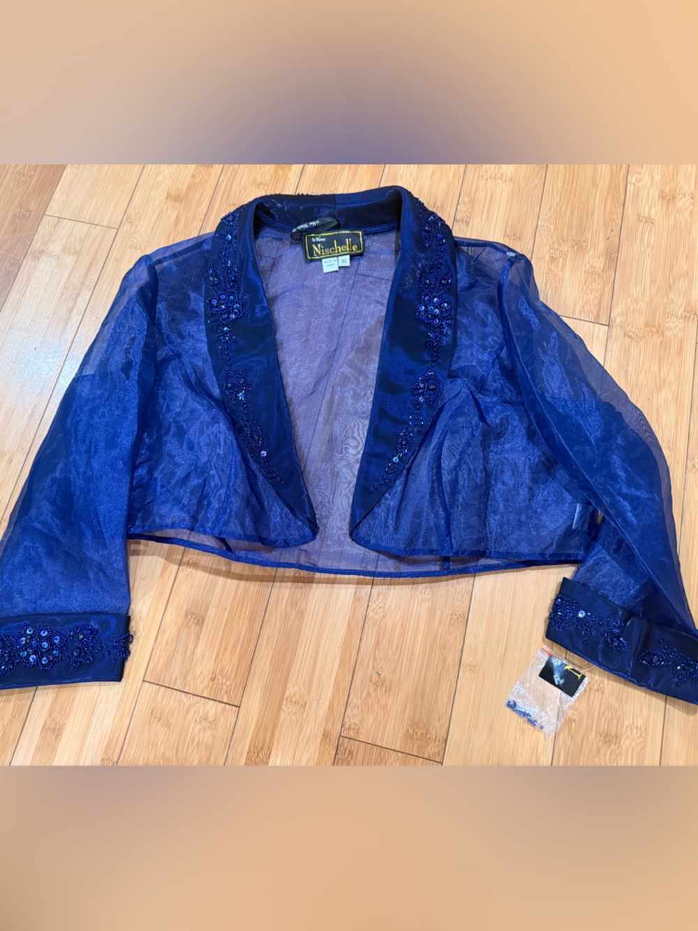 Nina Nischelle NWT Beaded Satin jacket Deep Royal Blue